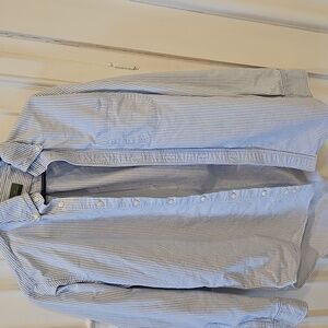 Sid Mashburn Blue and White Mens Striped Button Down Shirt